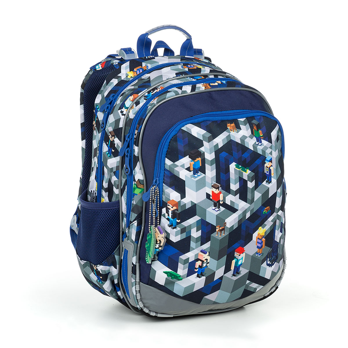 Topgal viackomorový školský batoh biely, Odtiene modrej, Odtiene sivej a striebornej, Multicolor 23 l